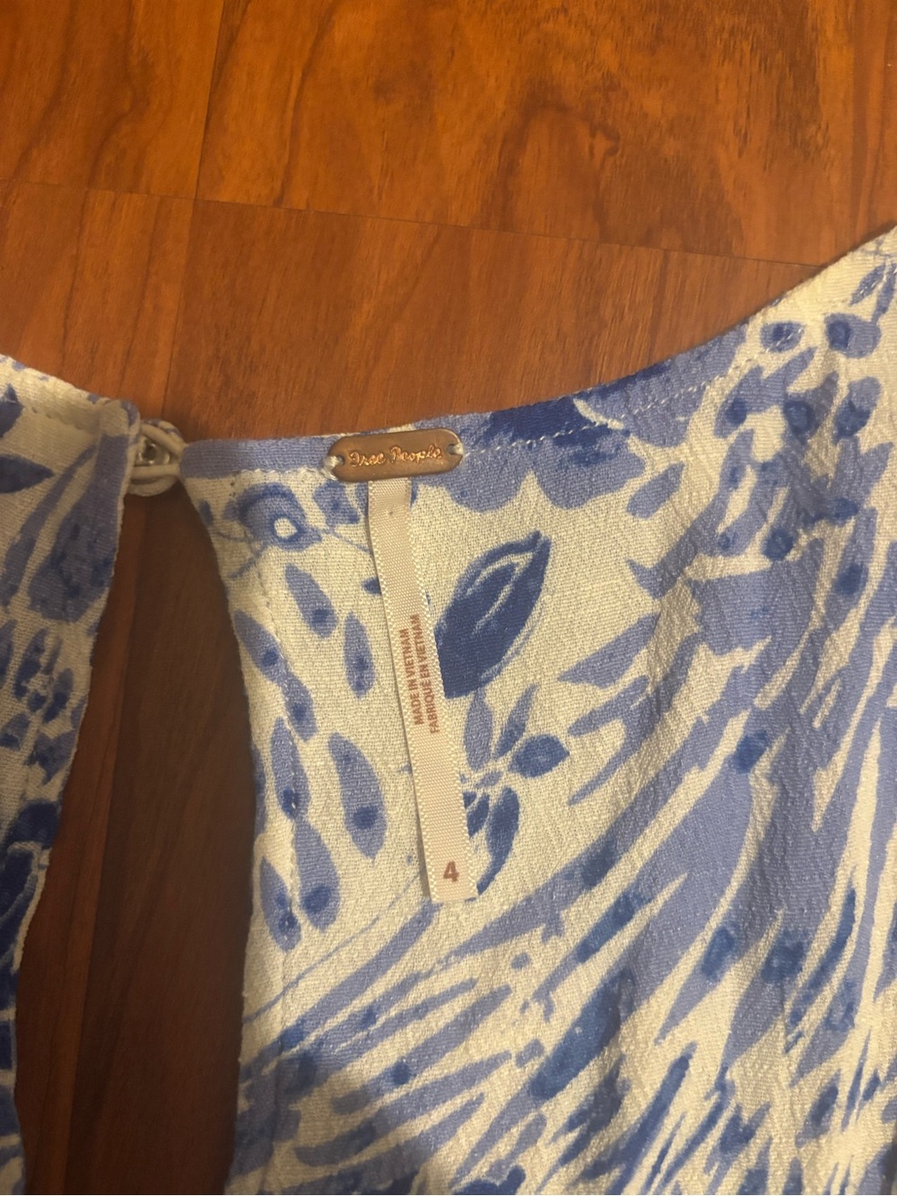 Free People Forever Always Dress Coquette White Blue Floral Midi Dress Womens 4 - Picture 5 of 9